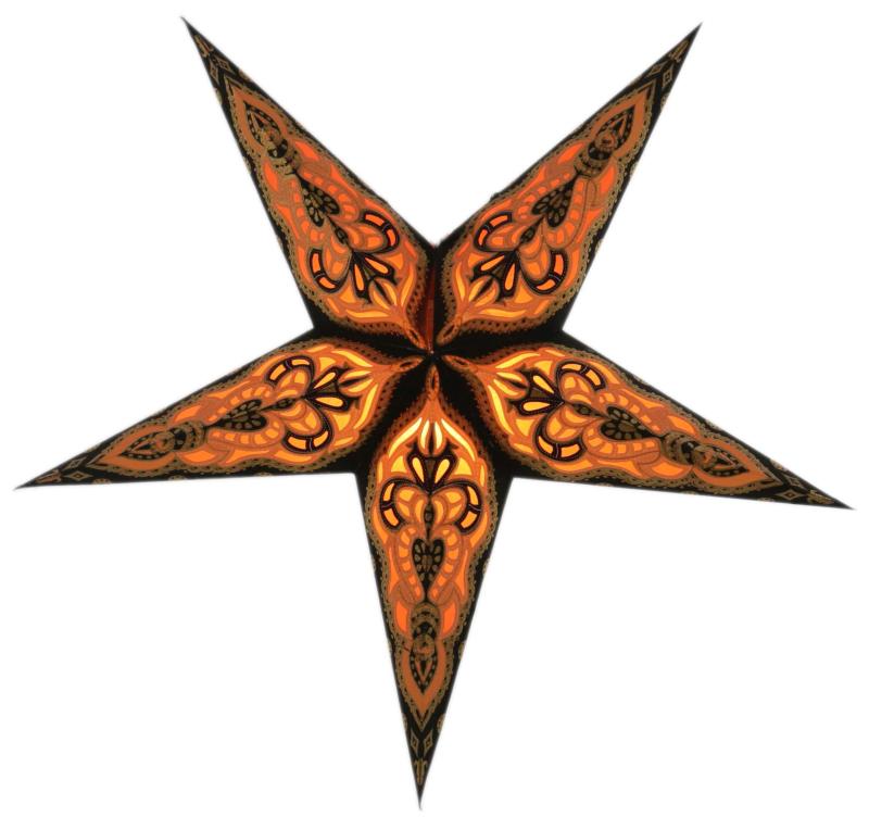 Baby Sumita Black / Orange - Foldable glowing Paperstar with 5 points, 40 cm